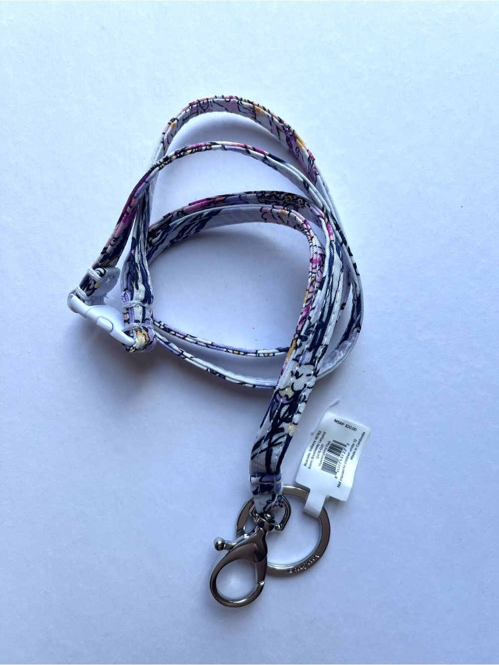 Vera Bradley Hummingbird Park Iconic Breakaway Lanyard Key Holder NWT Clip